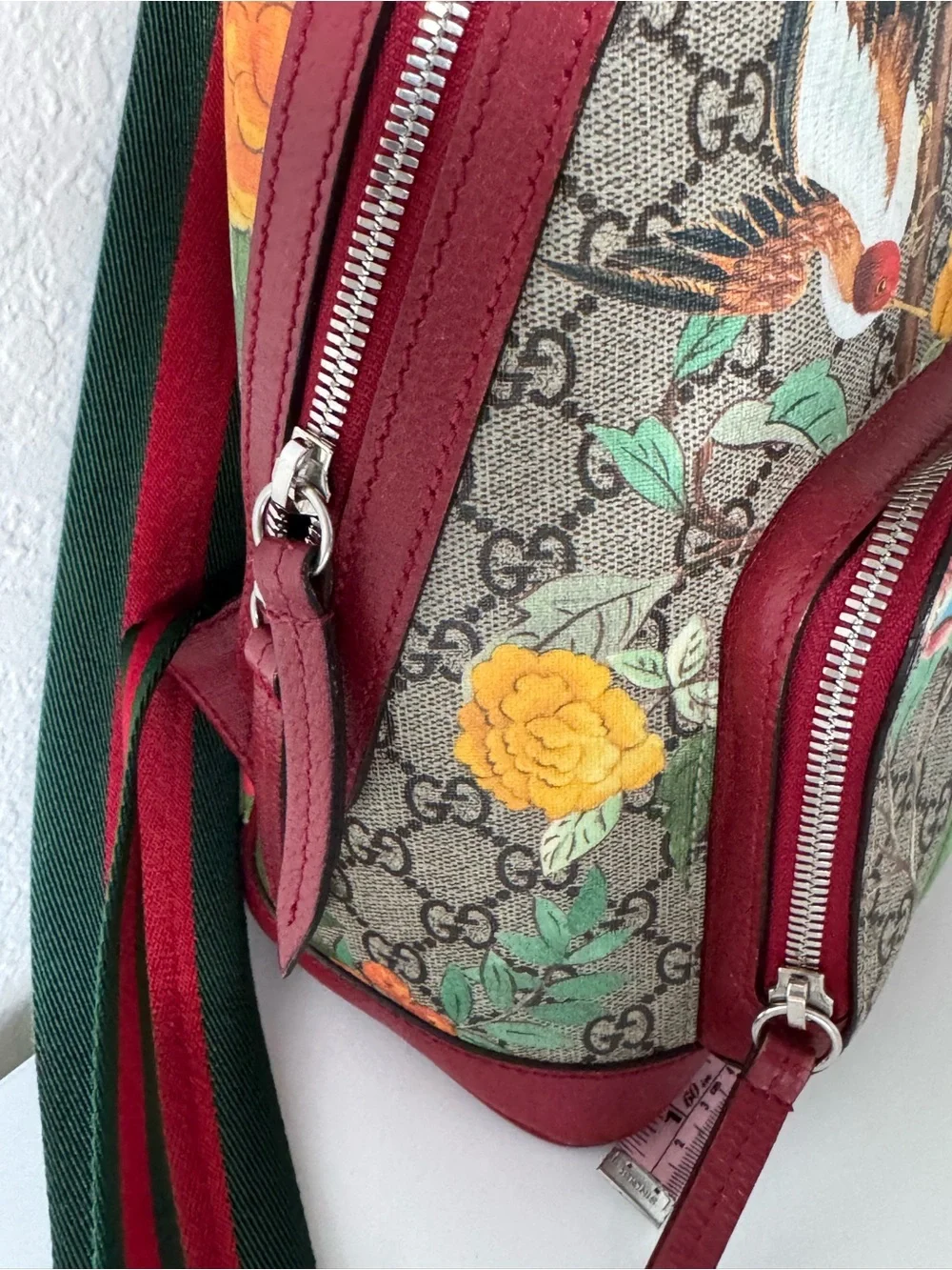 Gucci Tian GG Supreme Backpack  Floral Bird Mini Backpack